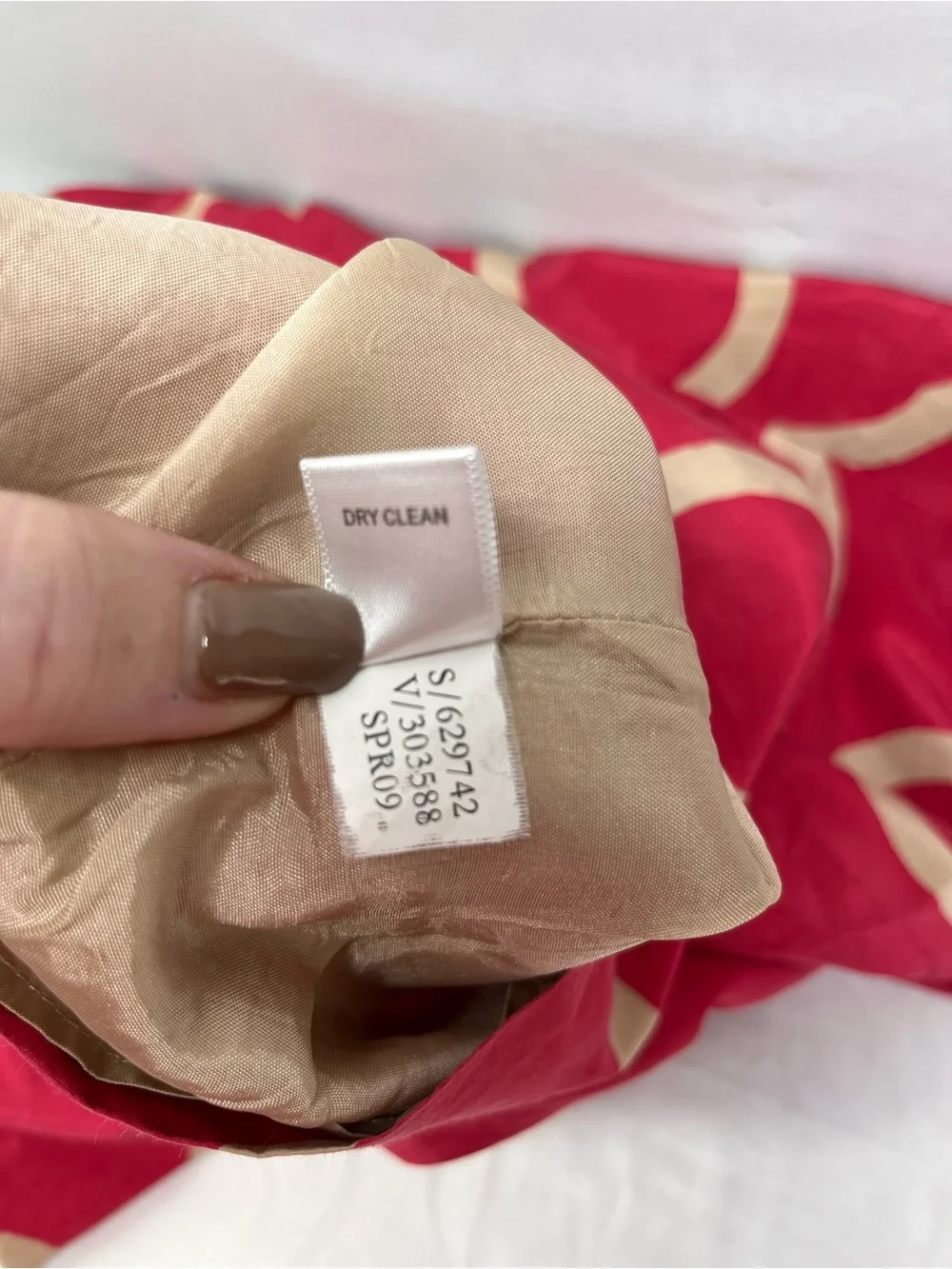 Banana Republic Silk Hot Pink Midi Dress with Tan Circle Print